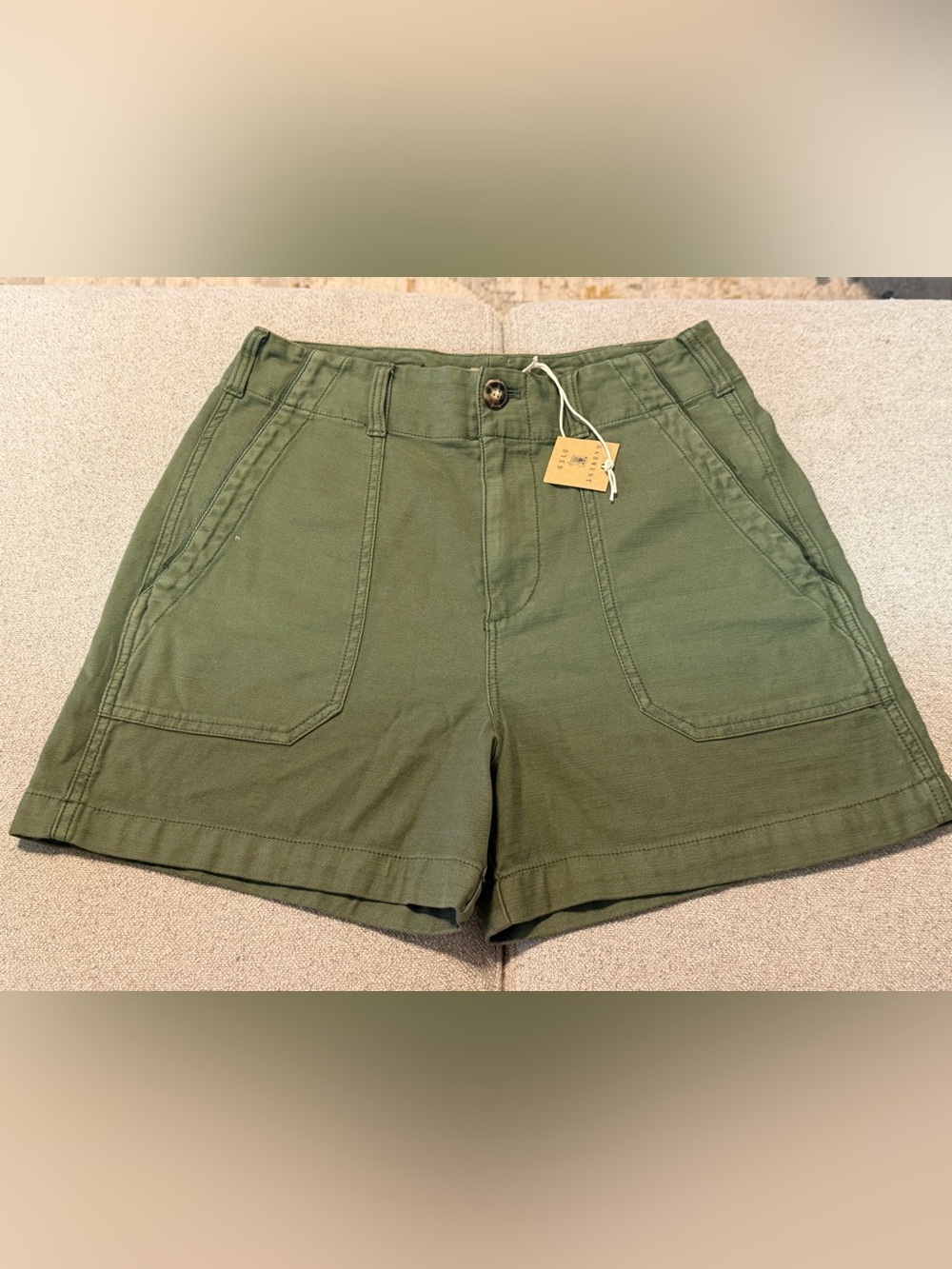 NWT Faherty Olive High-Waist Utility Shorts